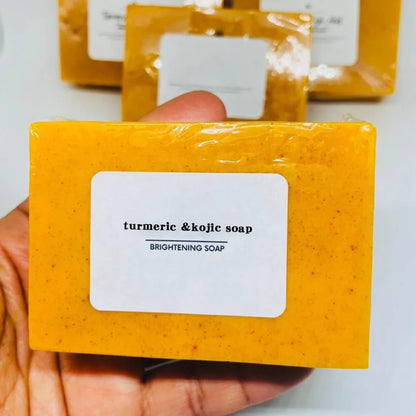 Revitalize Your Skin with 100G Handmade Turmeric Soap Infused with Lemon and Kojic Acid - Perfect for Shower and Facial Cleansing
